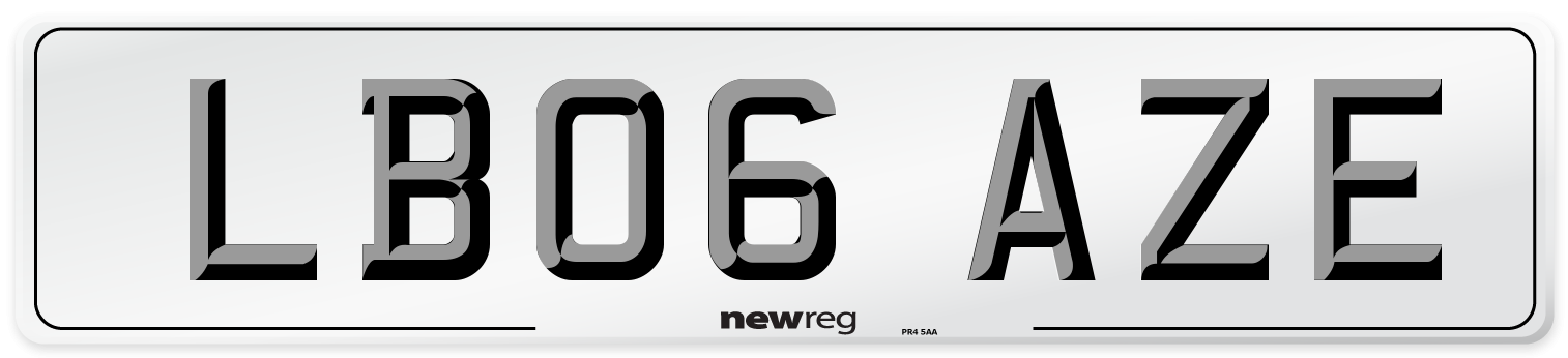 LB06 AZE Number Plate from New Reg
